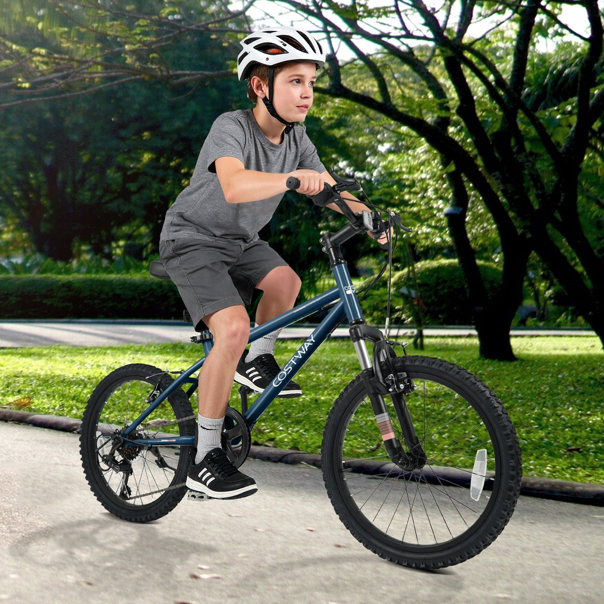 Bicicleta de montaña para niños de 20 y 24 pulgadas, para niños y niñas de 8 años o más, color azul marino