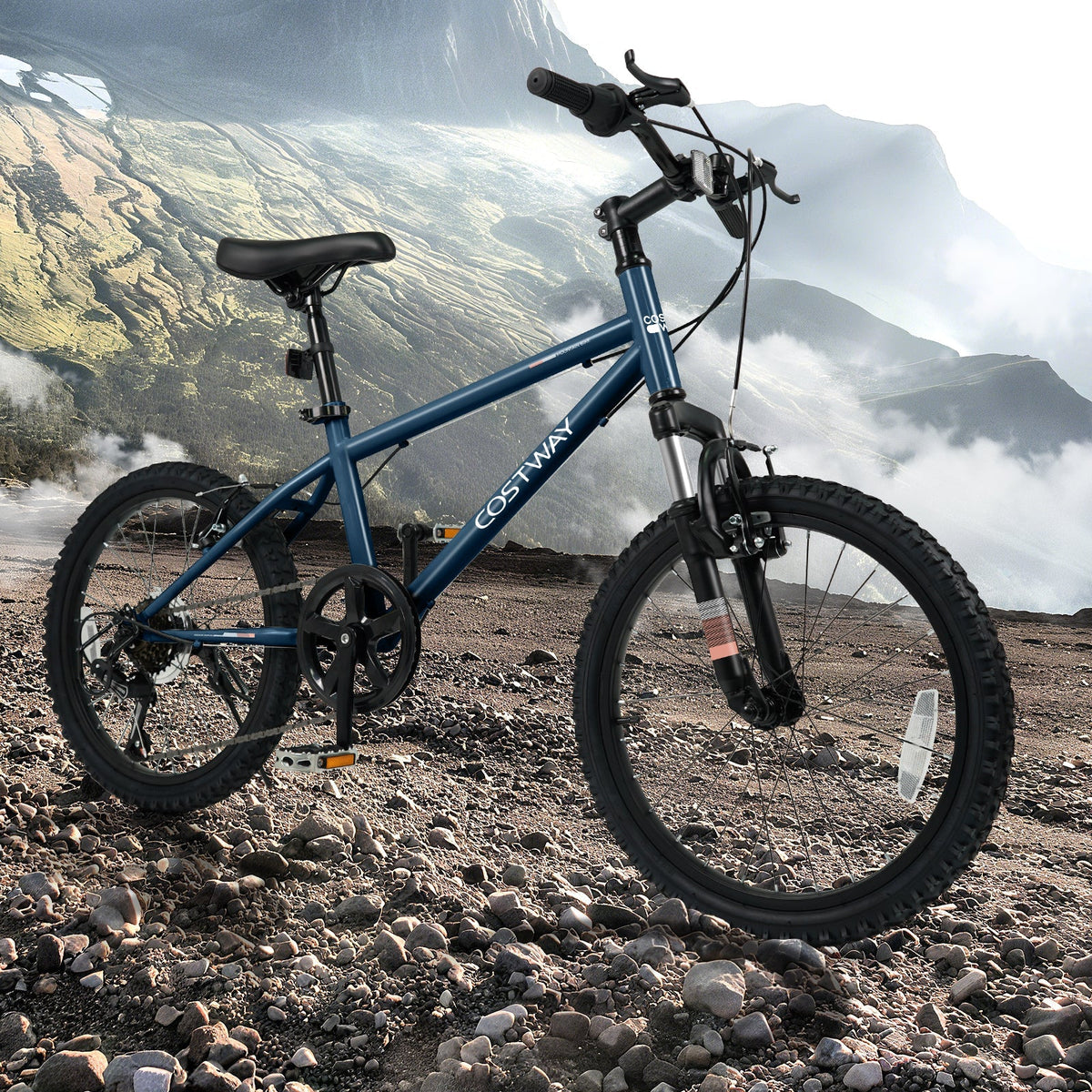 Bicicleta de montaña para niños de 20 y 24 pulgadas, para niños y niñas de 8 años o más, color azul marino