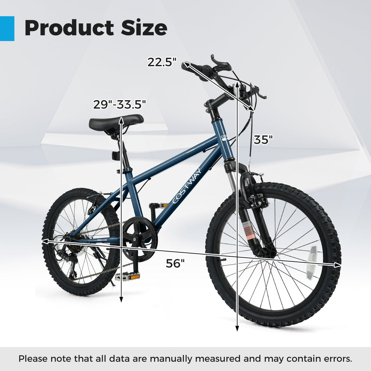 Bicicleta de montaña para niños de 20 y 24 pulgadas, para niños y niñas de 8 años o más, color azul marino