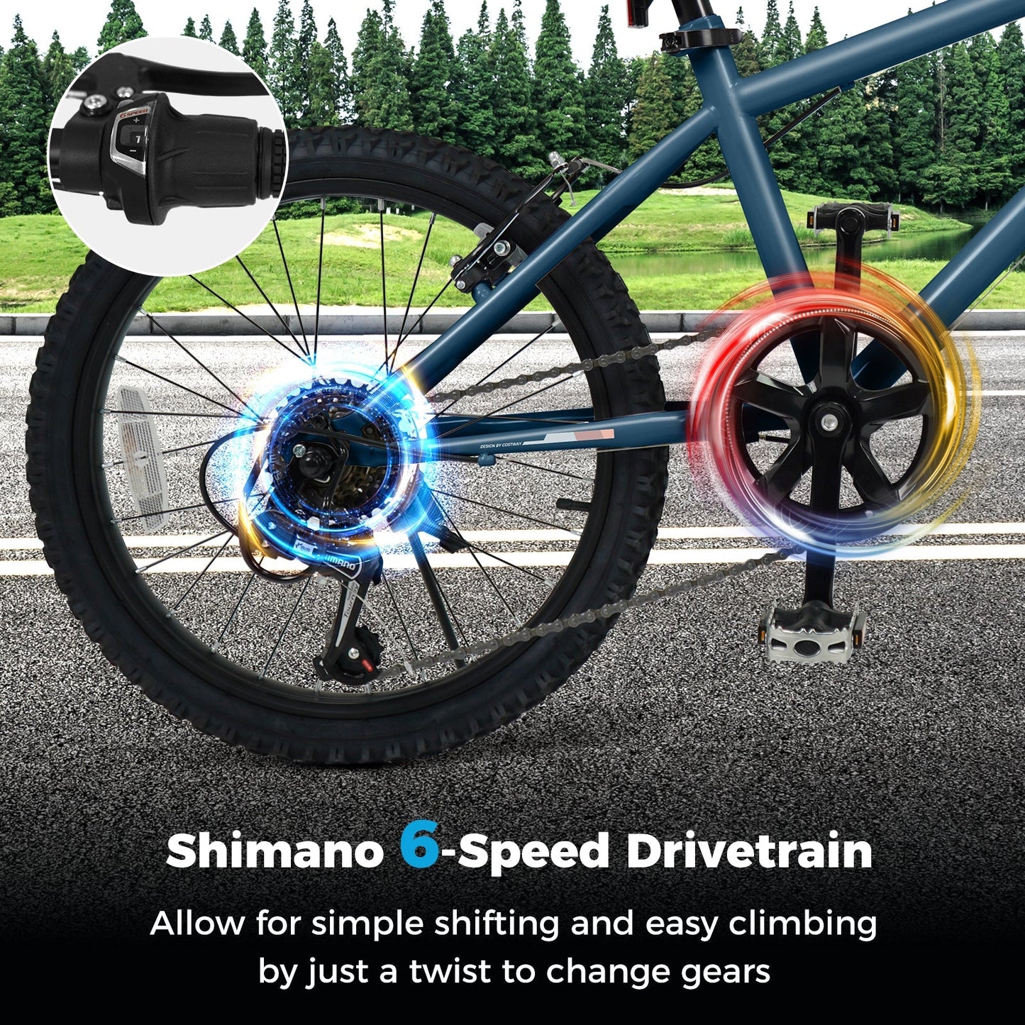 Bicicleta de montaña para niños de 20 y 24 pulgadas, para niños y niñas de 8 años o más, color azul marino