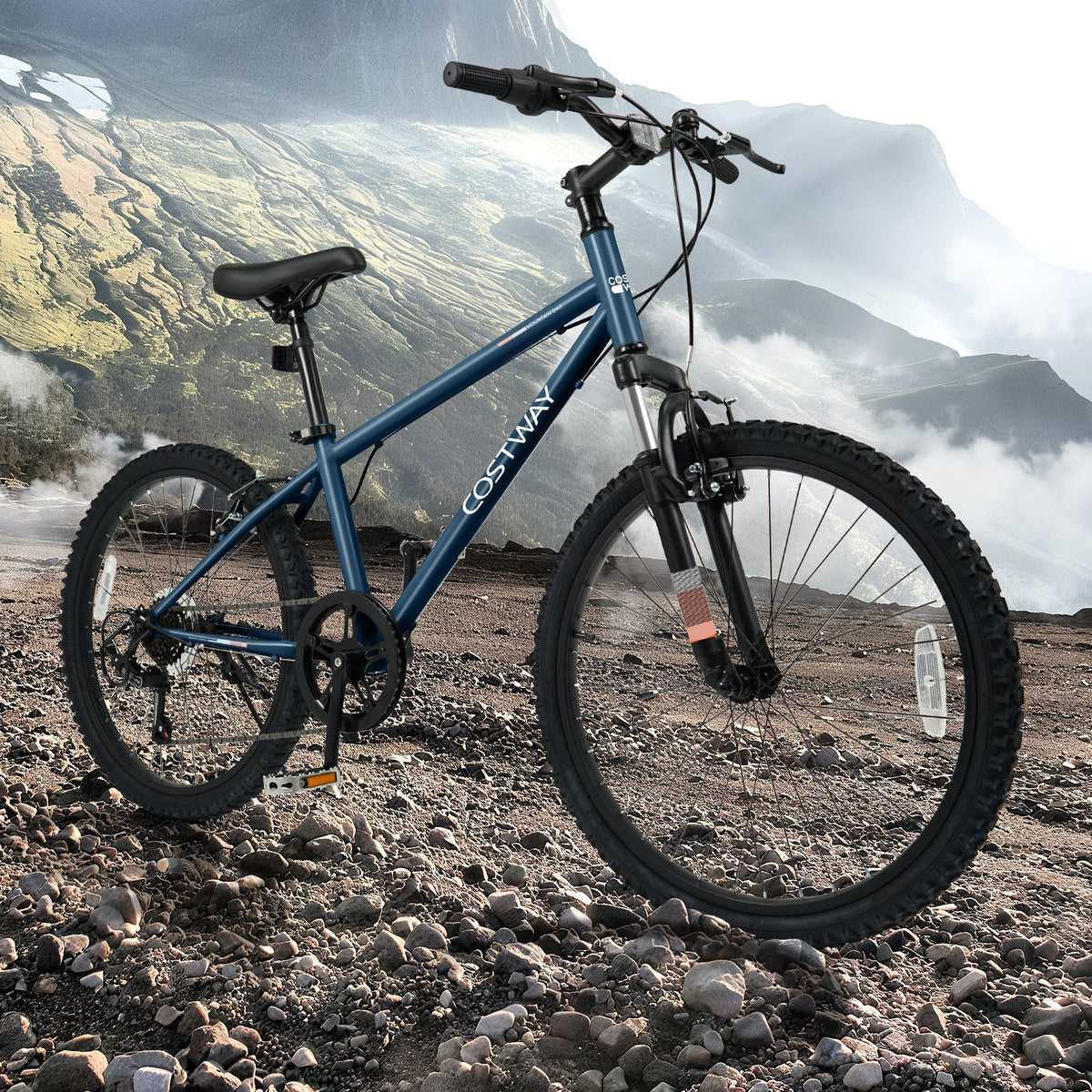 Bicicleta de montaña para niños de 20 y 24 pulgadas, para niños y niñas de 8 años o más, color azul marino