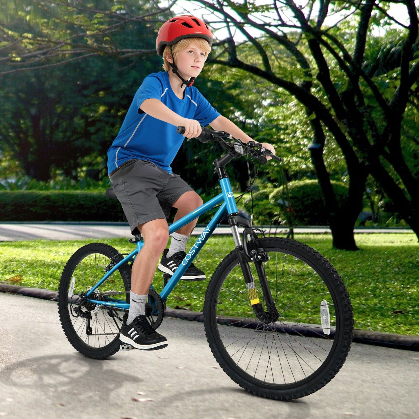 Bicicleta de Montaña para Niños de 20 24 Pulgadas, para Niños y Niñas de 8+ Años, Azul