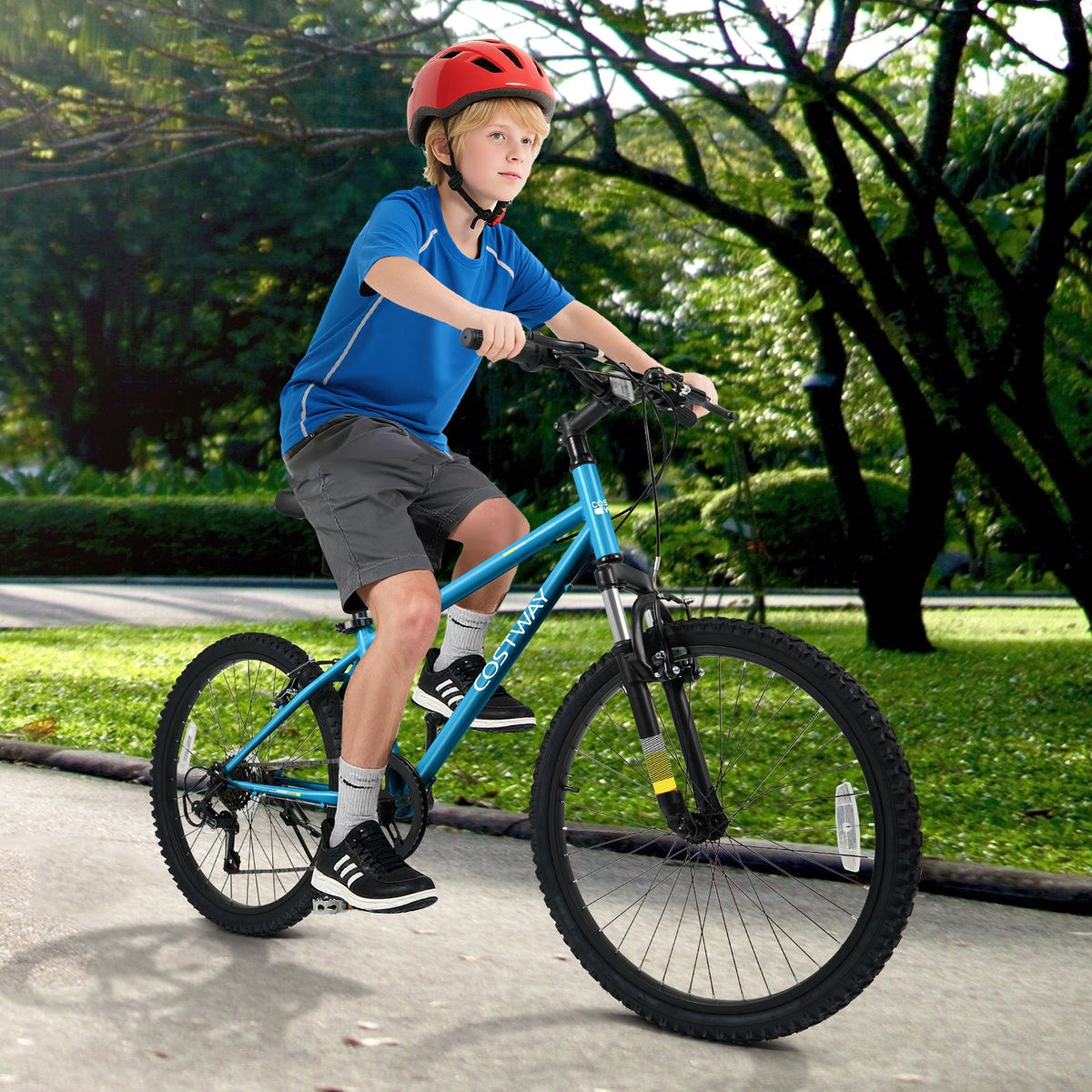 Bicicleta de Montaña para Niños de 20 24 Pulgadas, para Niños y Niñas de 8+ Años, Azul