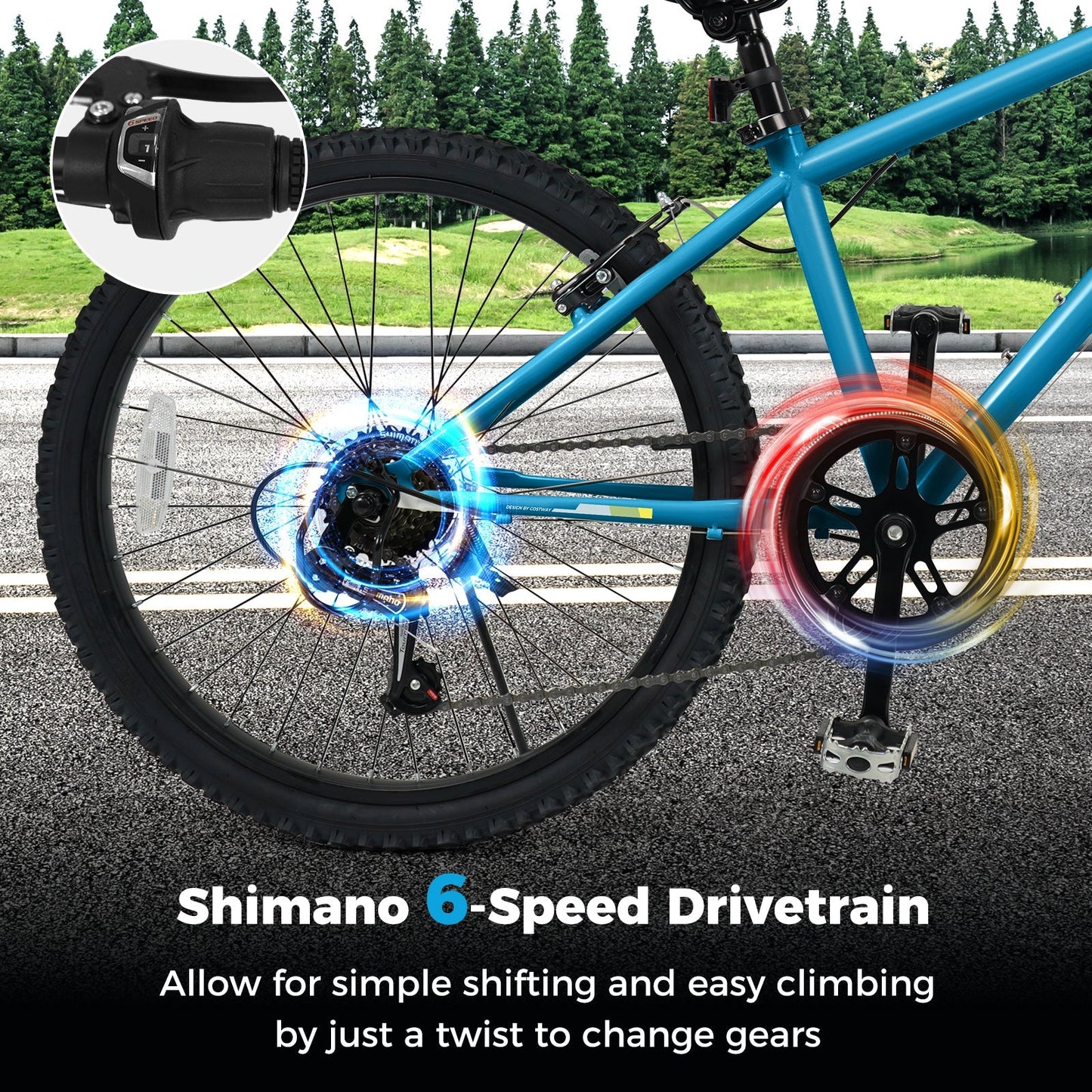 Bicicleta de Montaña para Niños de 20 24 Pulgadas, para Niños y Niñas de 8+ Años, Azul
