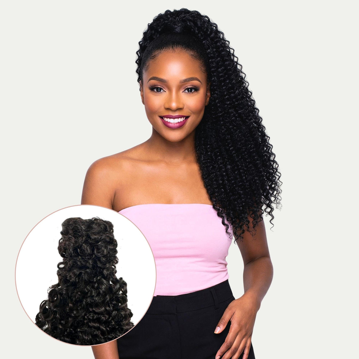 Cola de caballo de cabello humano 100% rizado Kinky