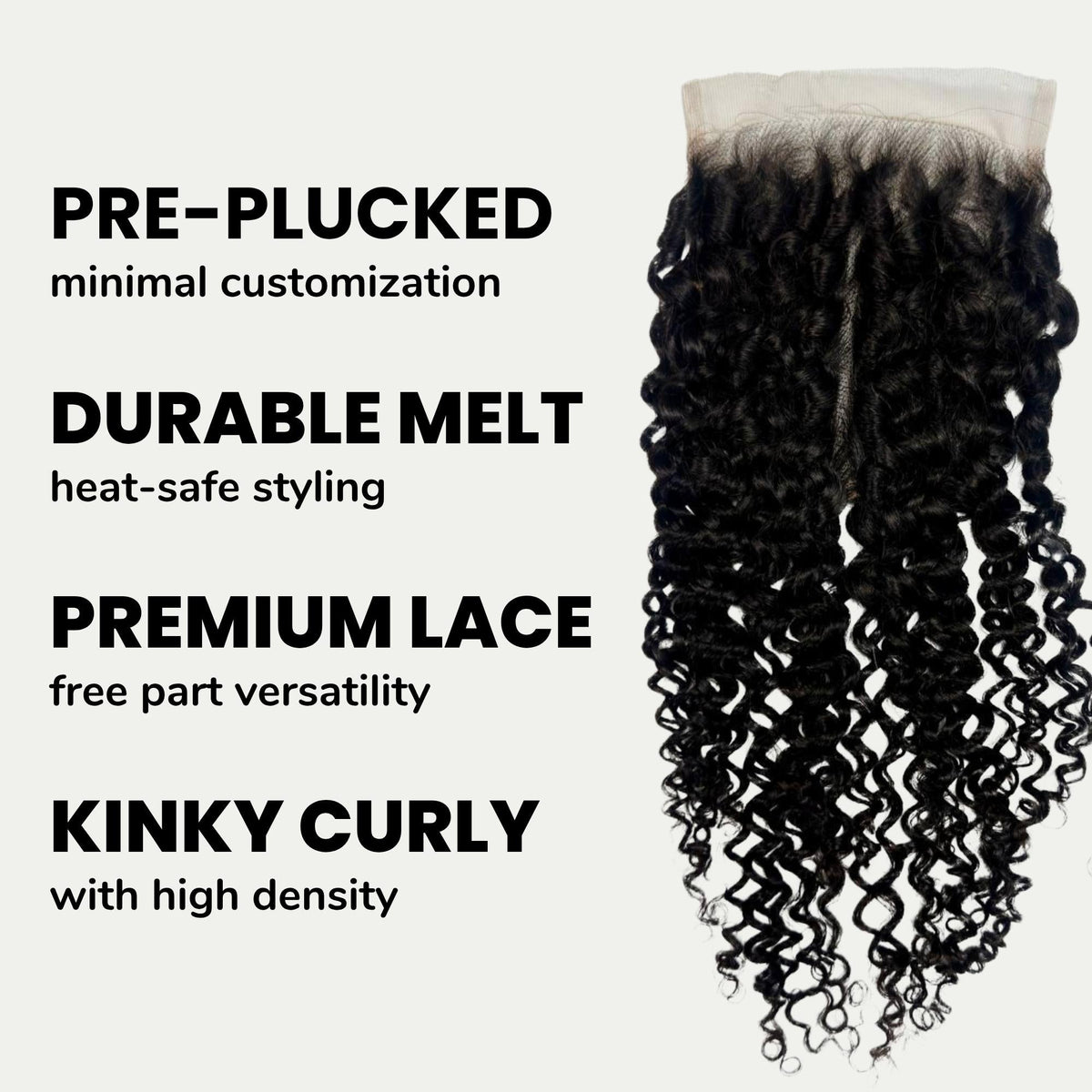 Cierre de Cabello Humano Kinky Curly 5x5 HD Lace