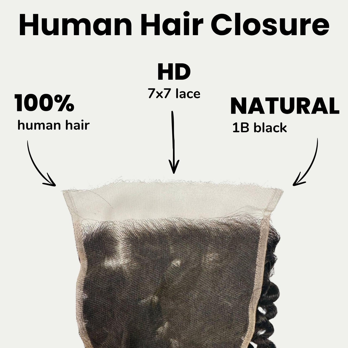 Cierre de cabello humano Kinky Curly 7x7 HD Lace