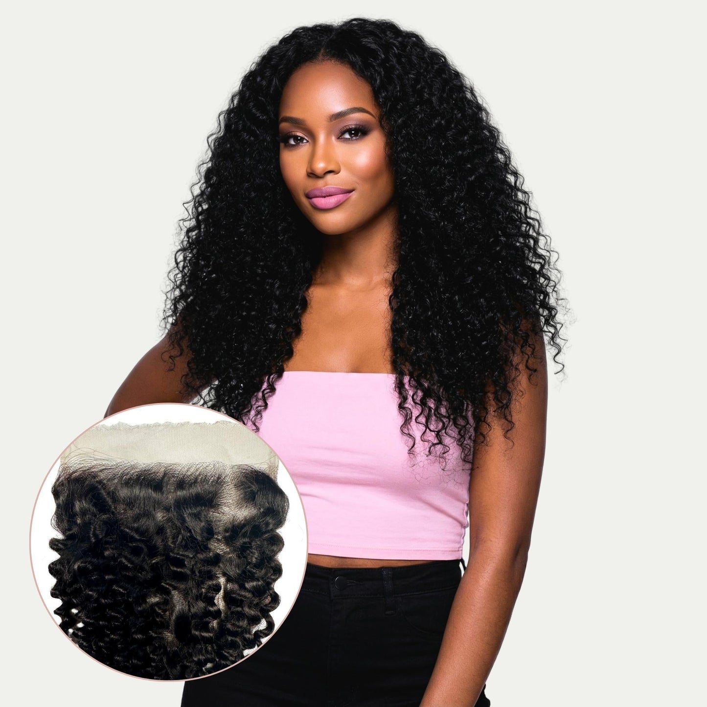 Cierre de cabello humano Kinky Curly 7x7 HD Lace