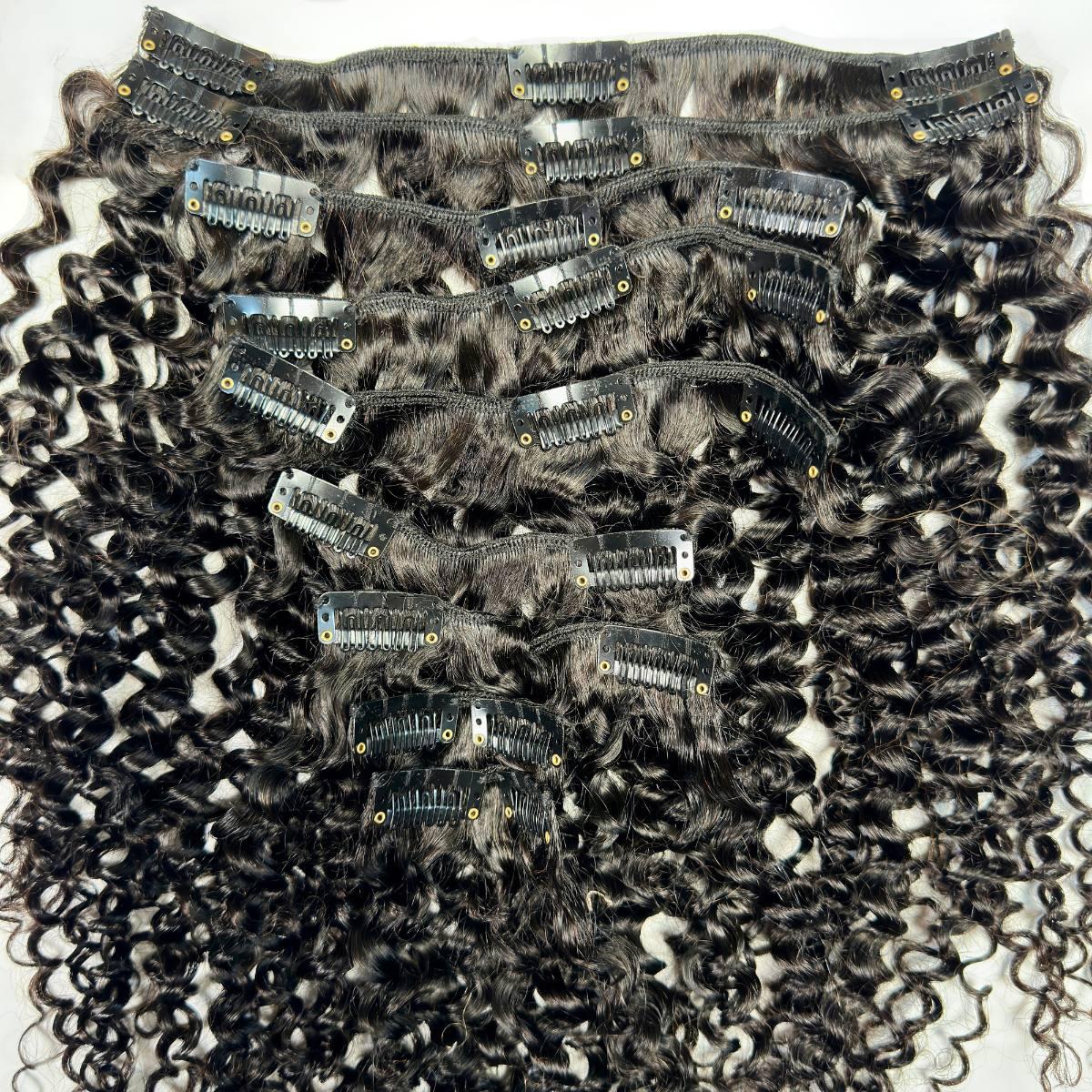 Extensiones de Cabello Humano 100% Rizado Kinky con Clip