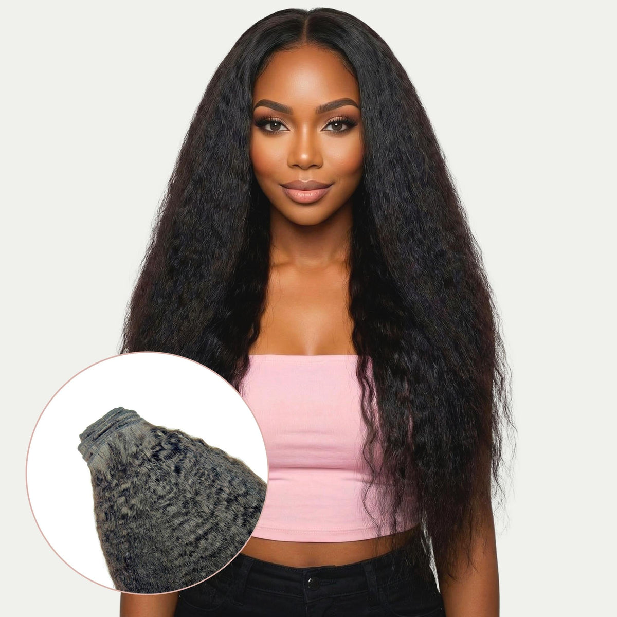 Extensiones de cabello 100% humano, con clip, lisas y crespas