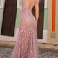 Nox Anabel L1255 Vestido largo ajustado con apliques bordados de purpurina