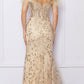 Nox Anabel L1255 Vestido largo ajustado con apliques bordados de purpurina