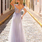 Nox Anabel L1362 Vestido de tul largo con sobrefalda, hombros descubiertos y apliques