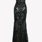 CLEARANCE - Aspeed L1982 Long Sequins Navy Blue Evening Gown V-Neck (Size XS)