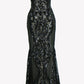 CLEARANCE - Aspeed L1982 Long Sequins Navy Blue Evening Gown V-Neck (Size XS)