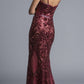 CLEARANCE - Aspeed L1982 Long Sequins Navy Blue Evening Gown V-Neck (Size XS)