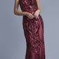 CLEARANCE - Aspeed L1982 Long Sequins Navy Blue Evening Gown V-Neck (Size XS)