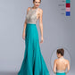 OFERTA - Vestido largo formal de corte A con cuello halter y espalda abierta Aspeed L2061 (Talla XXS)