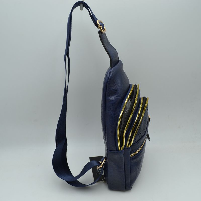 Perforated Sling Bag with Multi-Zipper Compartments