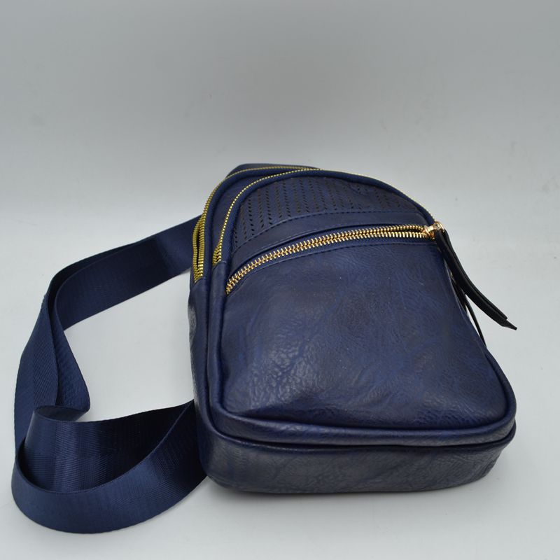 Perforated Sling Bag with Multi-Zipper Compartments