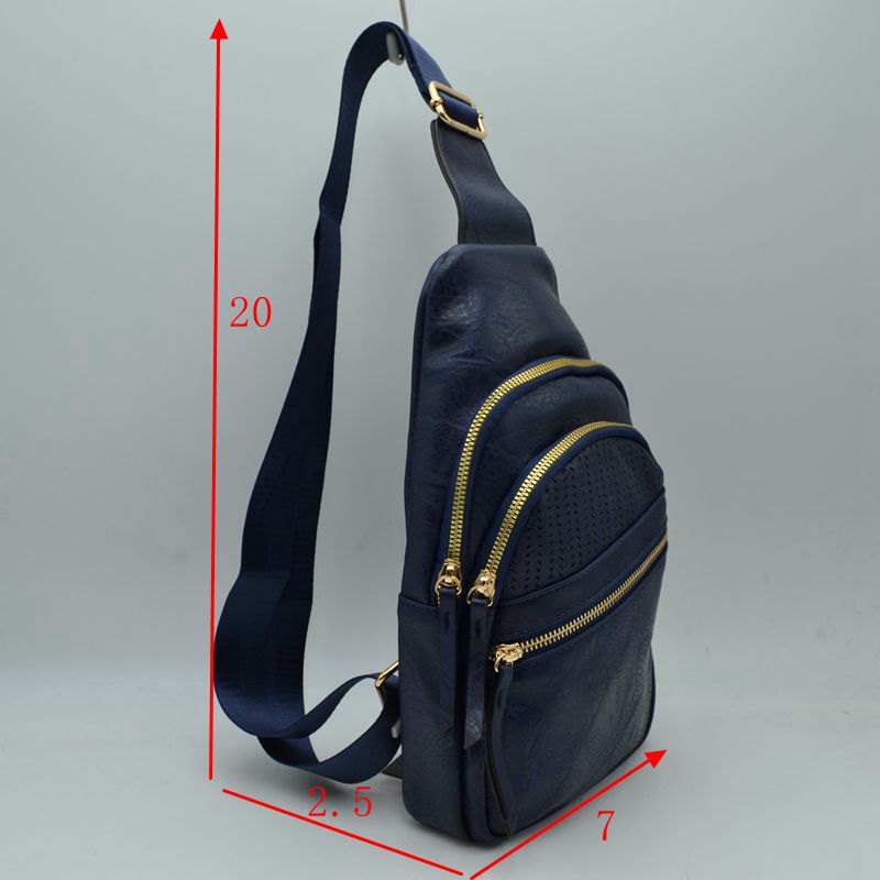 Perforated Sling Bag with Multi-Zipper Compartments