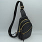 Perforated Crossbody Sling Bag with Triple Zipper Pockets