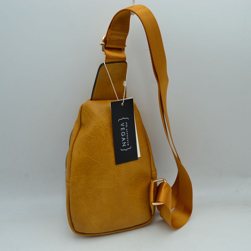 Perforated Crossbody Sling Bag with Triple Zipper Pockets