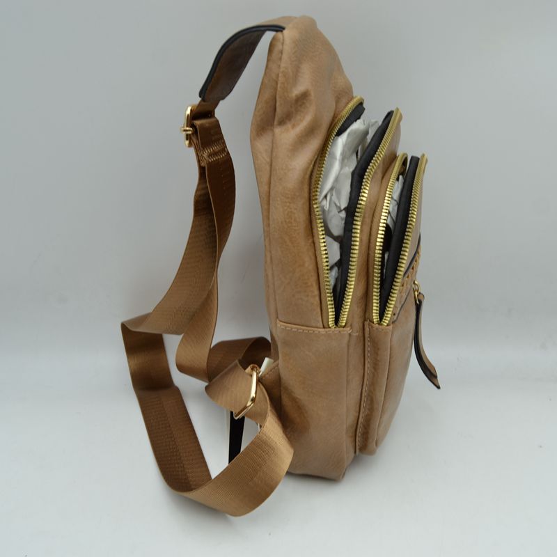 Braided Accent Sling Bag with Multi-Zipper Compartments
