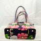 Glossy Patent Floral Tote Bag with Bow Accent and Double Handles