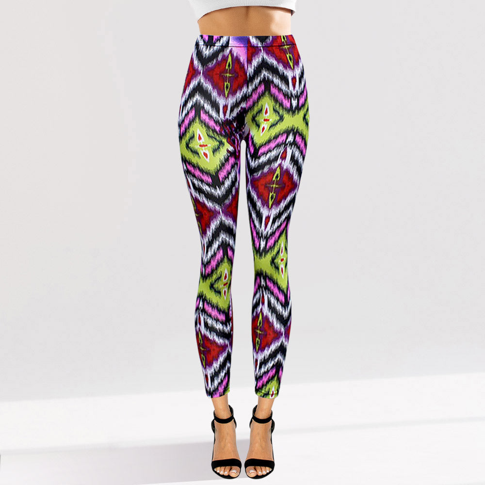 Bold Geometric Pattern Printed High Waisted Leggings