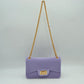 Textured Flap Shoulder Bag with Metallic Chain Strap