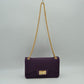 Textured Flap Shoulder Bag with Metallic Chain Strap