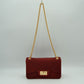 Textured Flap Shoulder Bag with Metallic Chain Strap