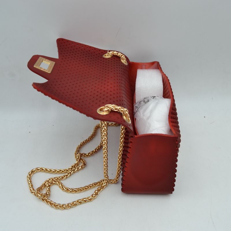 Textured Flap Shoulder Bag with Metallic Chain Strap