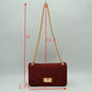 Textured Flap Shoulder Bag with Metallic Chain Strap