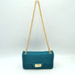 Textured Flap Shoulder Bag with Metallic Chain Strap