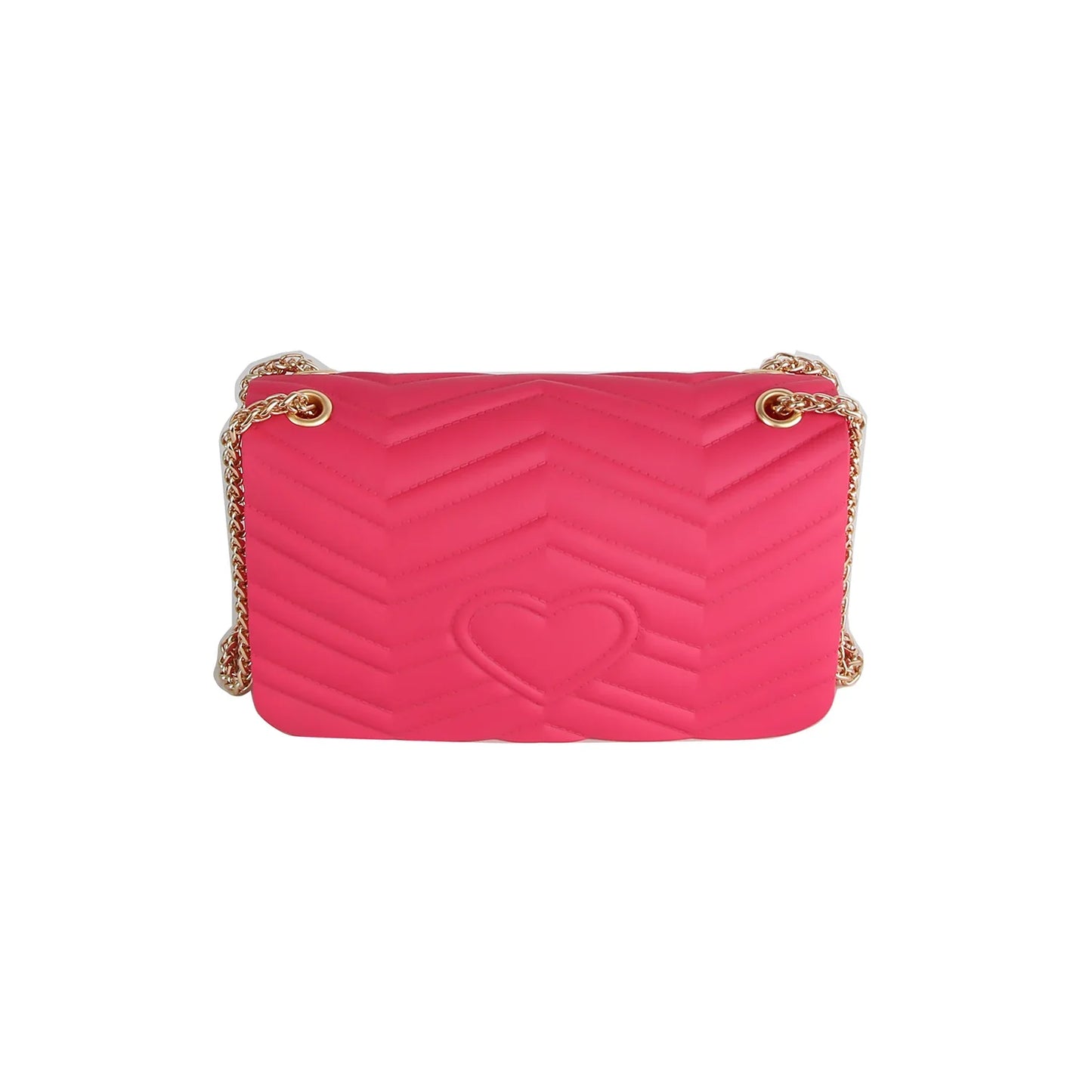 Chevron Quilted Flap Crossbody Bag with Chain Strap