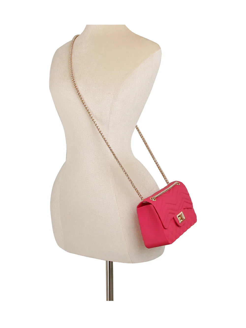 Chevron Quilted Flap Crossbody Bag with Chain Strap