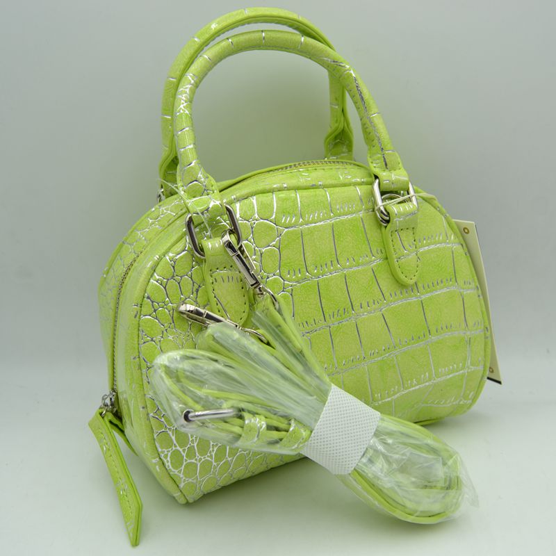 Embossed Dome Handbag with Top Handles and Adjustable Strap
