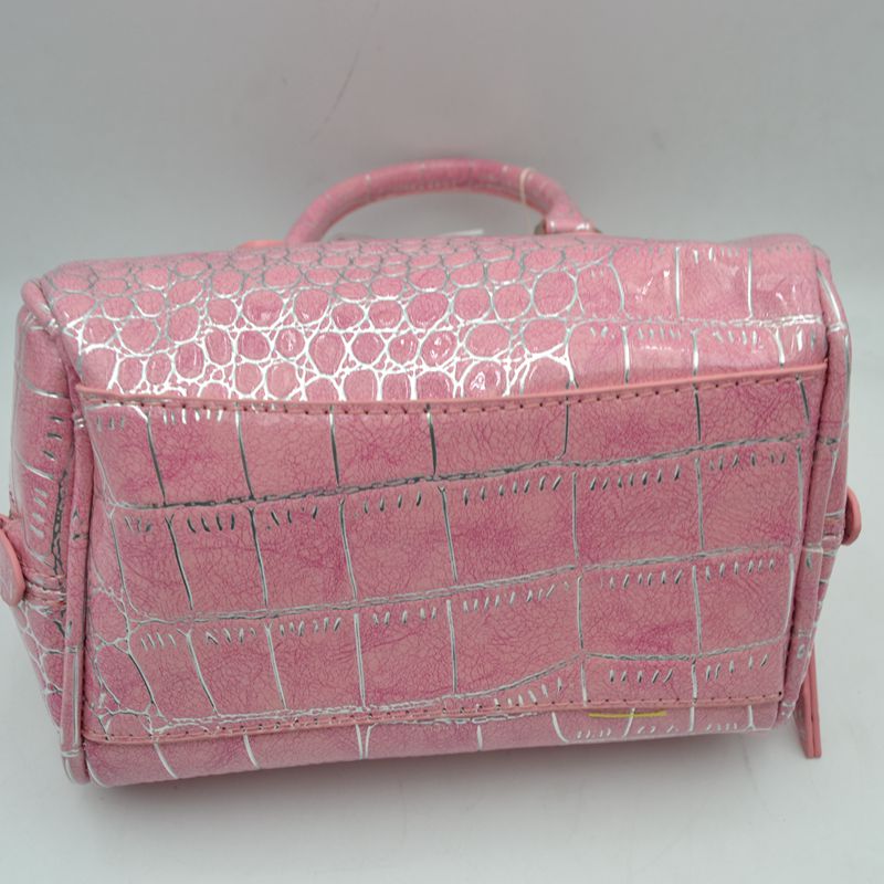 Embossed Dome Handbag with Top Handles and Adjustable Strap