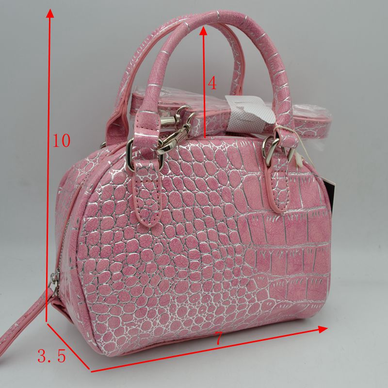 Embossed Dome Handbag with Top Handles and Adjustable Strap