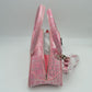 Embossed Dome Handbag with Top Handles and Adjustable Strap