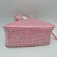 Embossed Dome Handbag with Top Handles and Adjustable Strap