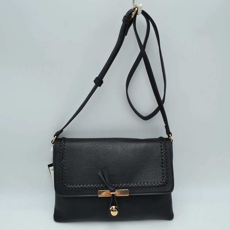 Braided Trim Crossbody Bag with Knot Accent Hardware