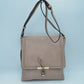 Braided Trim Flap Messenger Crossbody Bag with Metallic Bar T-Lock Closure