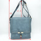 Braided Trim Flap Messenger Crossbody Bag with Metallic Bar T-Lock Closure
