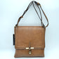 Braided Trim Flap Messenger Crossbody Bag with Metallic Bar T-Lock Closure