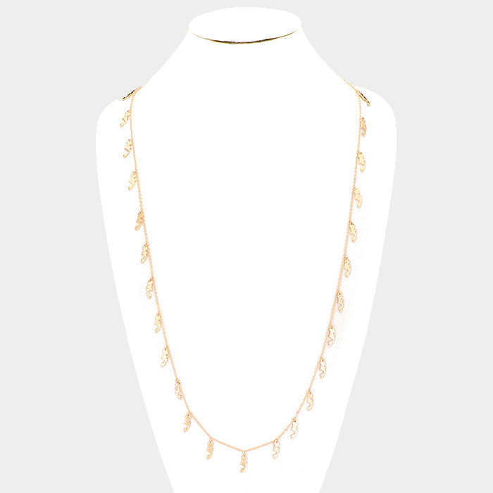 Metal Seahorse Long Necklace