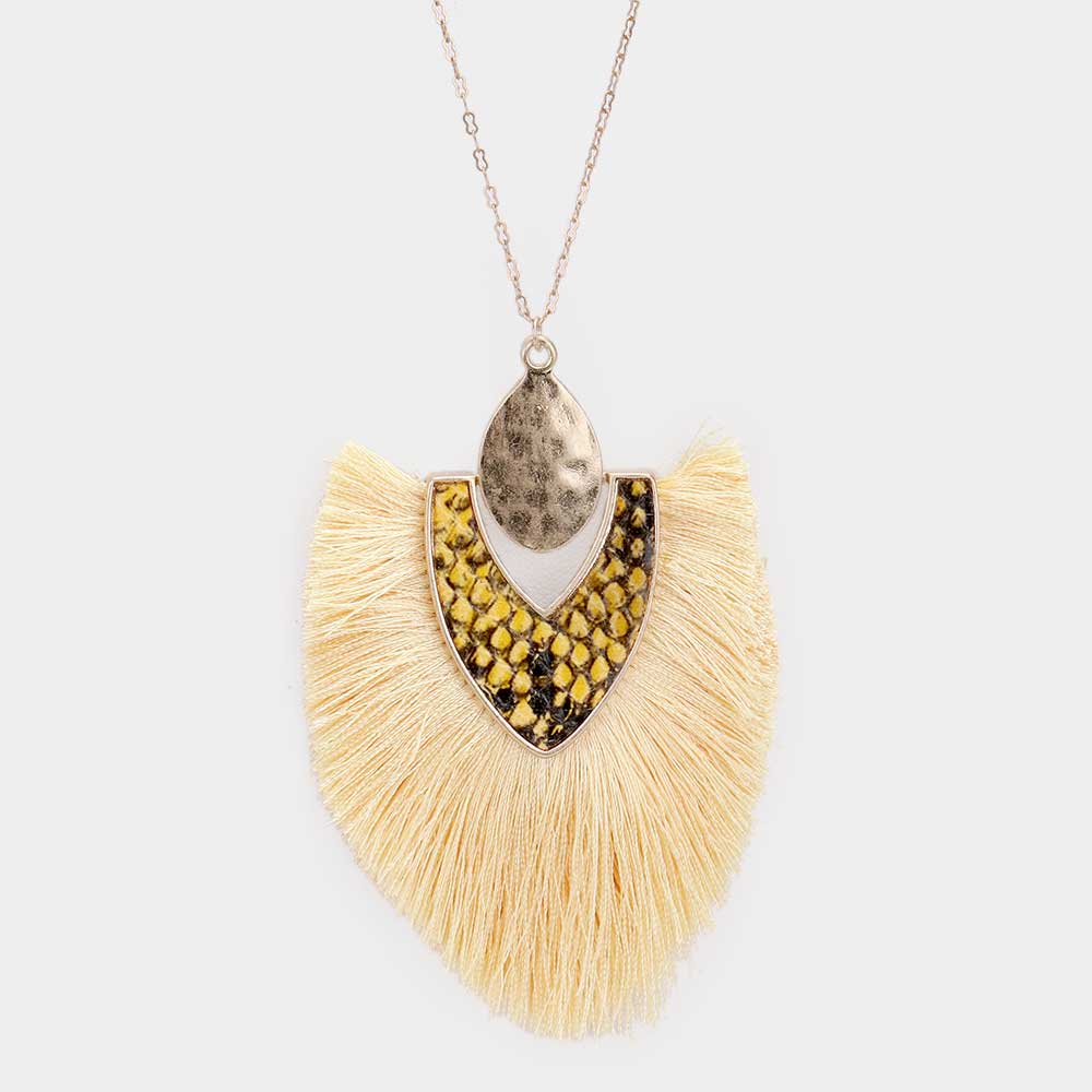 Snake Skin Tassel Pendant Long Necklace