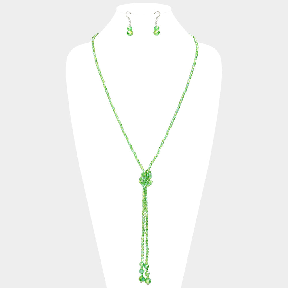 Faceted Beaded Y Shaped Necklace
